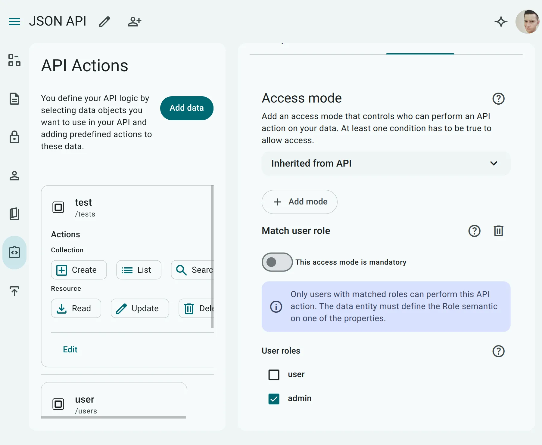 Match User Role Rule Configuration