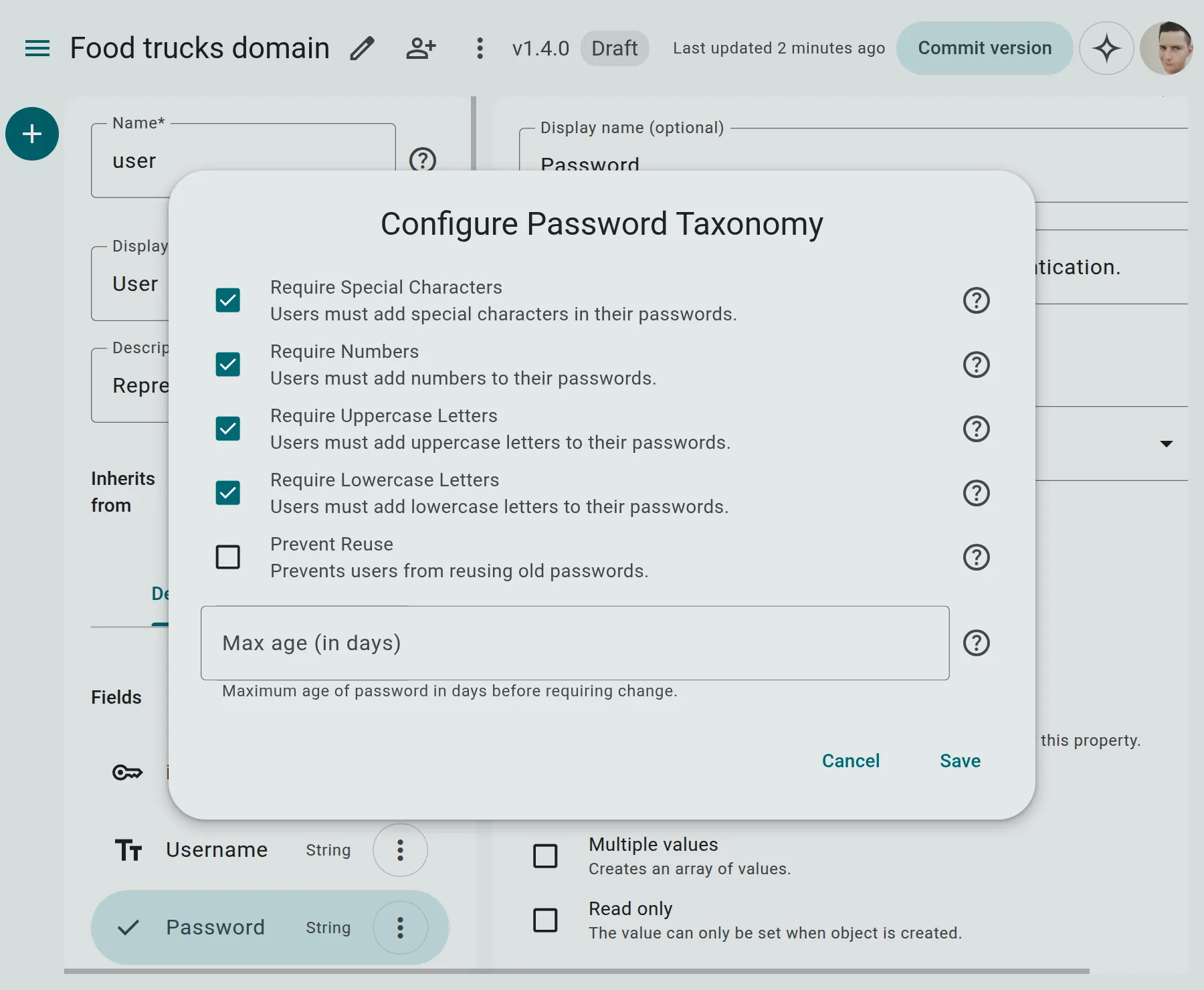 Password Configuration Options