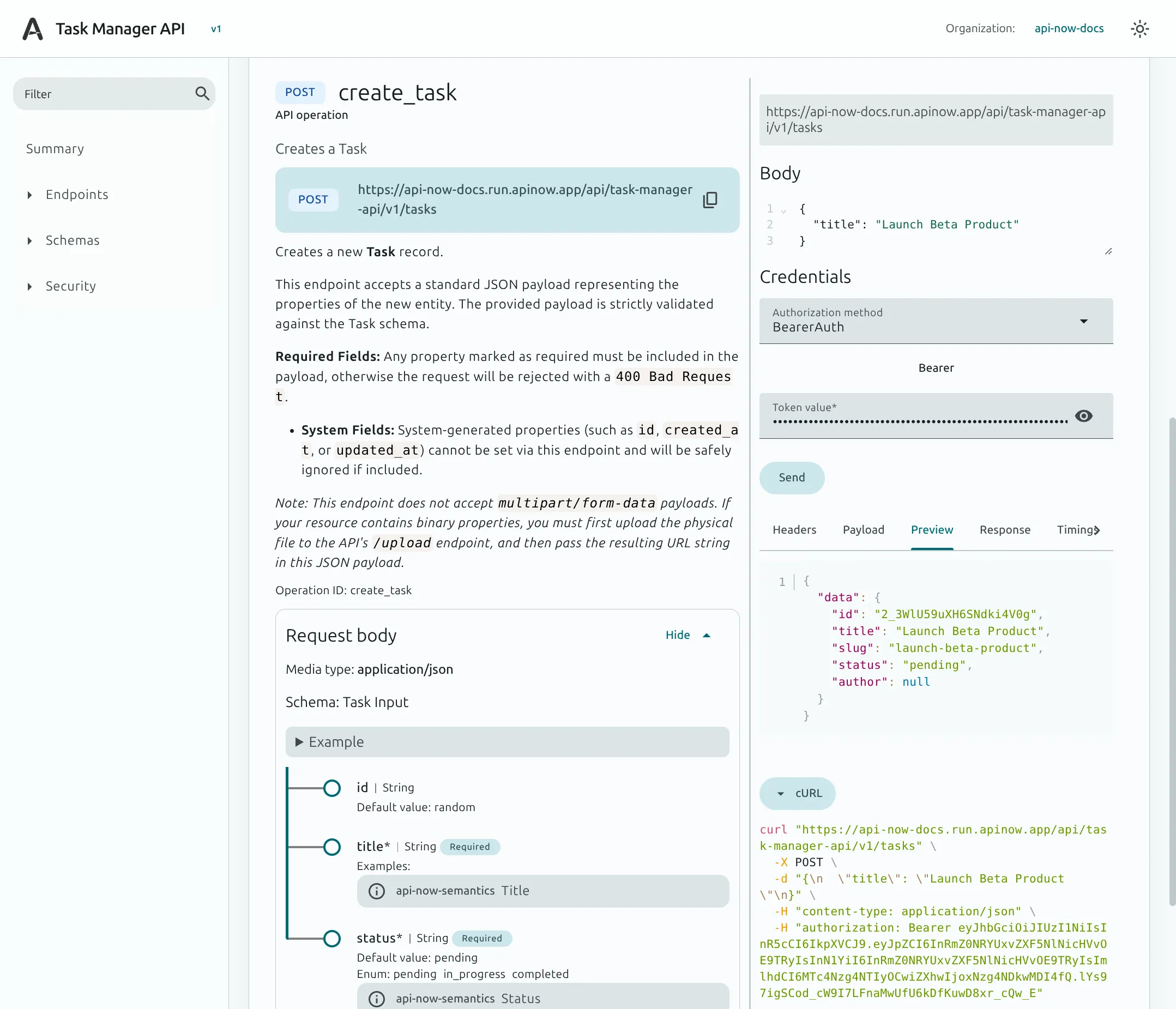Task Created in Portal