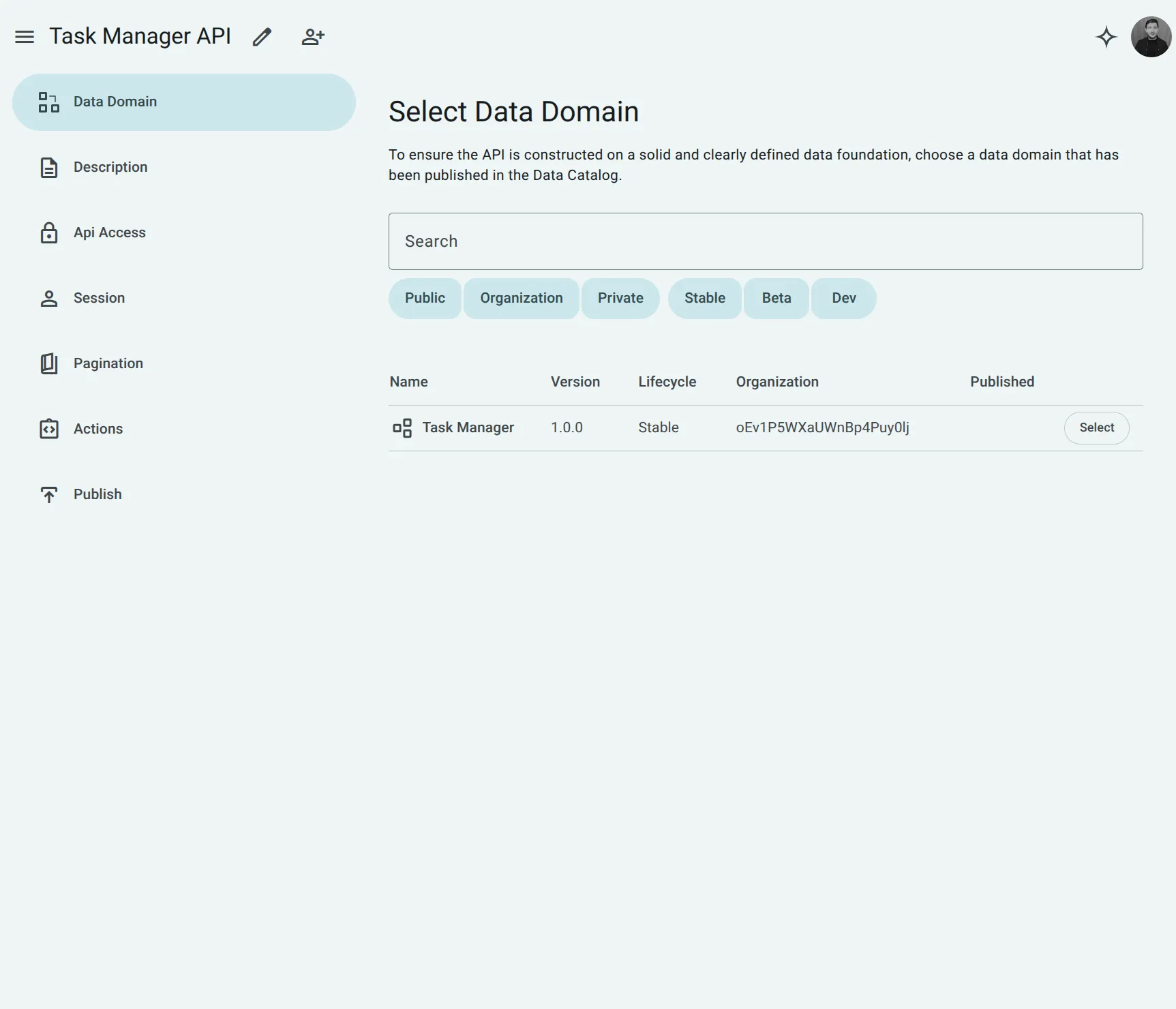 Select Data Domain