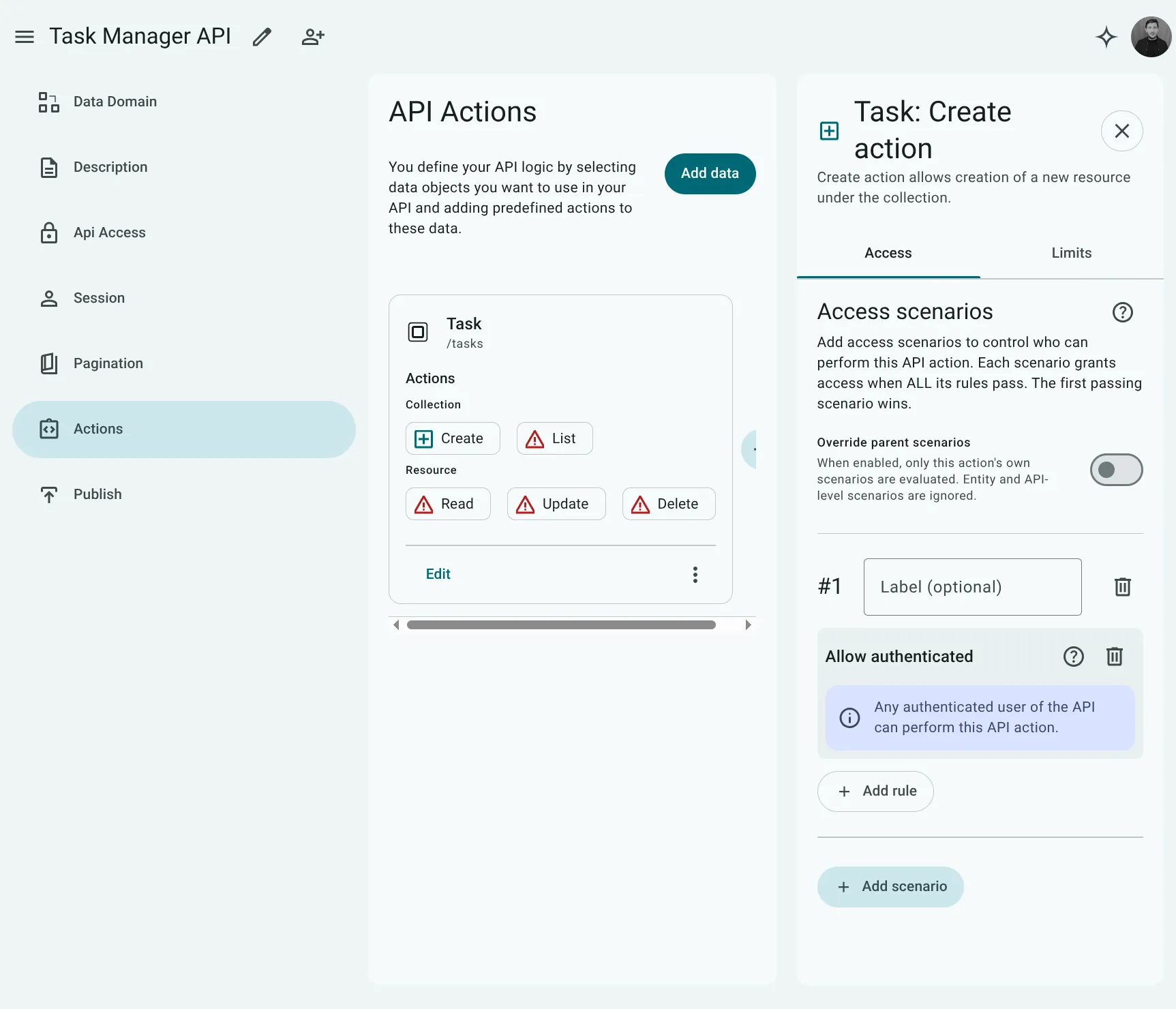 Task Create Access Rule