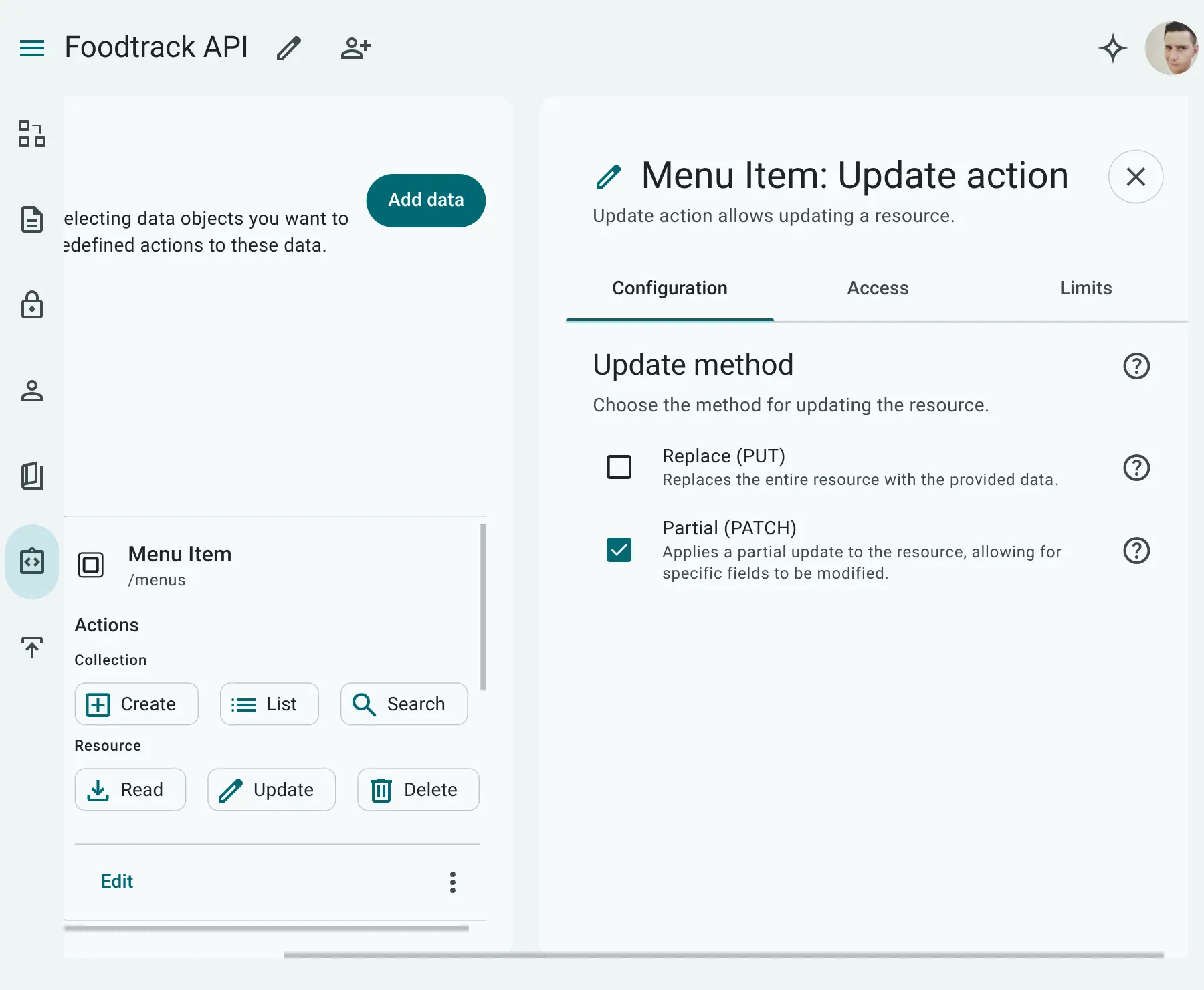 Update Action Configuration